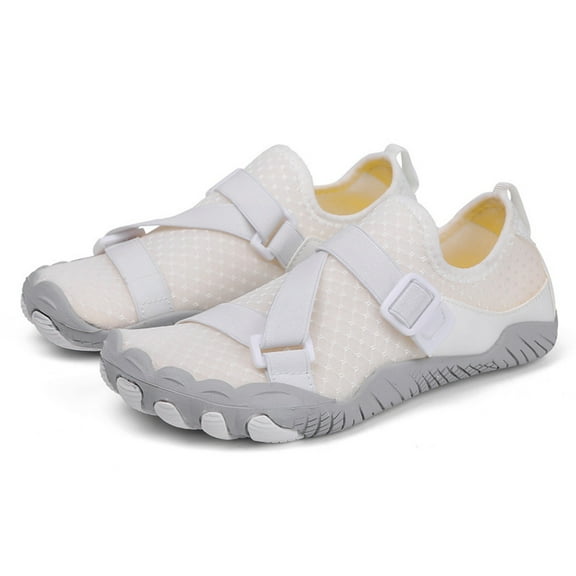 Dakaela Barefoot Water Shoes for Women Men Hiking Aqua Socks Swim Beach Diving Walking Sneakers White 10.5