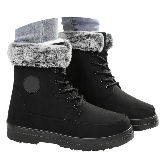 Dakaela Boots for Women 2025 Lace up Winter Snow Ankle Booties Fleece Lined Hiking Combat Work Boots