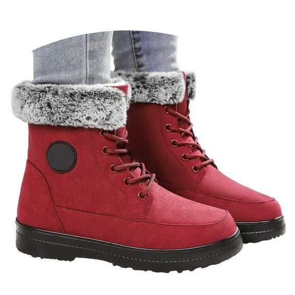 Dakaela Boots for Women 2025 Lace up Winter Snow Ankle Booties Fleece Lined Hiking Combat Work Boots