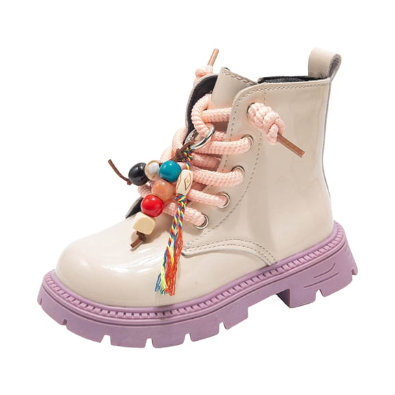 Dakaela Boy Girl Ankle Boots 3T 4T 5T Waterproof Non Slip Leather Chelsea Booties Toddler Fleece Lined Winter Snow Work Boot White Size 9