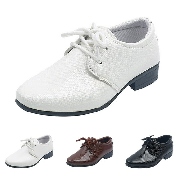 Dakaela Boy's Dress Shoes Toddler School Uniform Derby Oxfords Little Kids Classic Lace up Formal Loafers for Prom Graduation Black 8