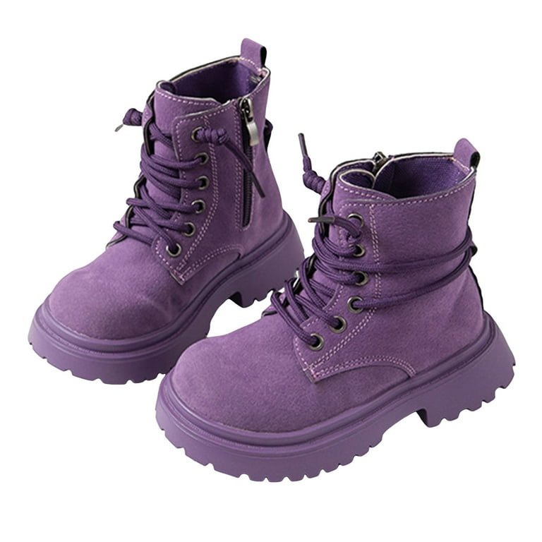 Dakaela Boys Girls Ankle Boots Kids Lace up Combat Shoes Non Slip
