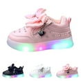 thumbnail image 1 of Dakaela Boys Girls Light up Shoes Toddler Baby LED High Top Sneakers 12-18 Months 3T 4T 5T Bowknot Walking Ankle Boots Black 11, 1 of 7