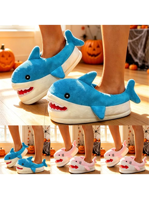 Boys Girls Shark Slippers for Toddler Kids Cute Plush Warm Non-Slip Indoor Outdoor Bedroom Winter House Shoes