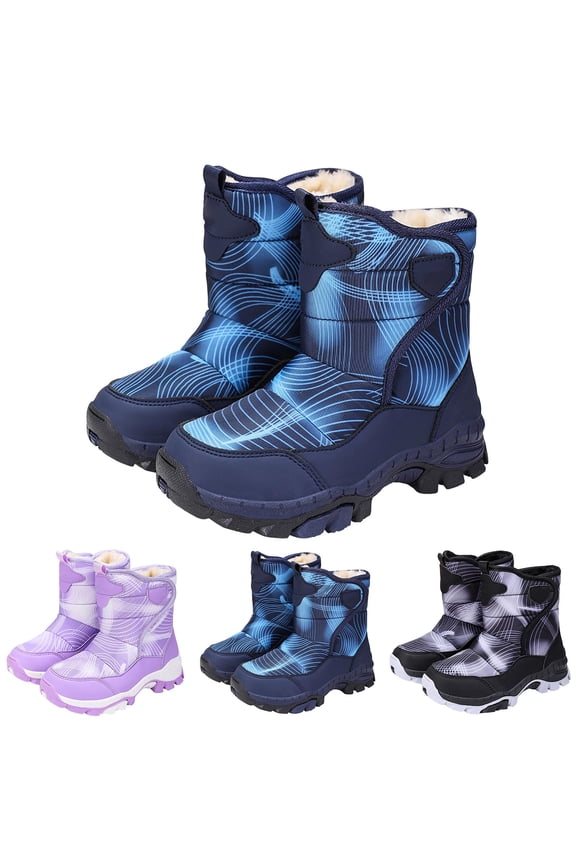 Boys Girls Toddler Snow Boots Waterproof Non Slip Outdoor Winter Shoes Kids Fleece Lined Cold Weather Shoes with Arch Support Black 13