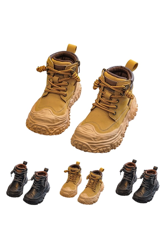 Boys Hiking Snow Boots Little Kid High Top Dress Shoes Toddler Lace Up Non Slip Loafers Walking Ankle Work Booties Black