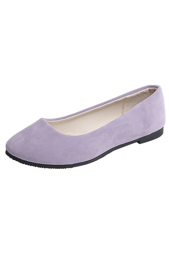 Casual Flats Shoes for Women Suede Round Toe Ballet Dress Slip on Loafers Womens Purple 7