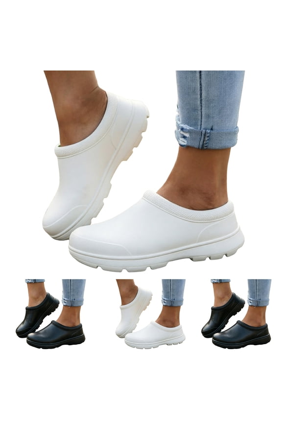 Chef Shoes Men Women Waterproof Non Slip Work Closed Toe Slip on Clogs for Nurse Kitchen Restaurant Food Service (Black,6.5)
