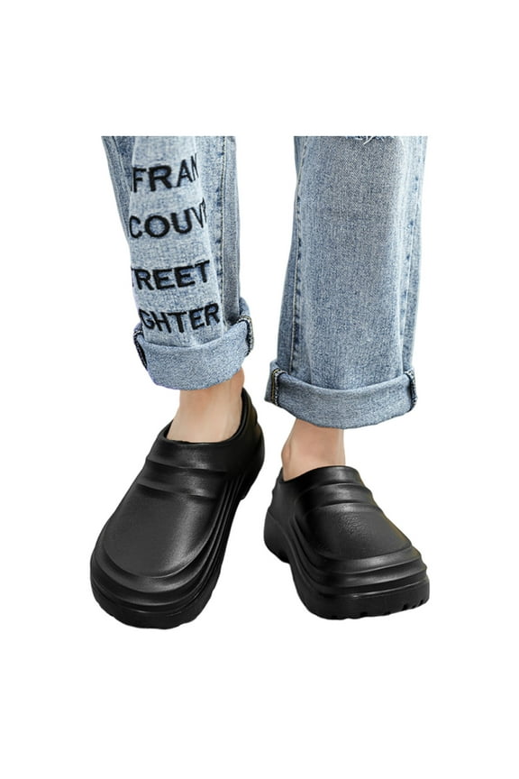 Chef Shoes for Men Slip Resistant Waterproof Work Clogs Food Service Work Mule Sneakers Black 10