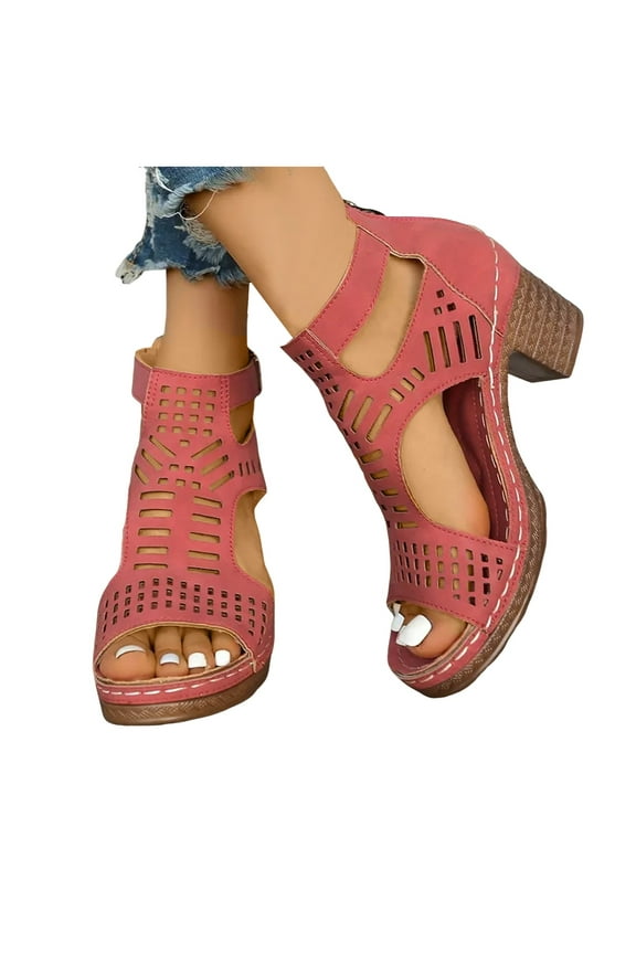 Heeled Sandals for Women Cutout Open Toe Summer Shoes Dress Ankle Booties 8