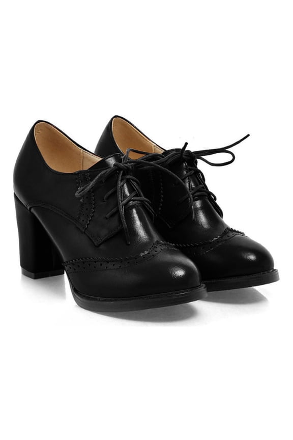 Chunky High Heeled Booties Lace up Victorian Ankle Boots Round Toe Dress Pumps for Wedding Party Prom Black 6