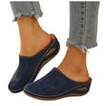 thumbnail image 1 of Dakaela Clogs for Women Comfortable Walking Slip on Mules Closed Toe Platform Wedge Sandals Casual Summer Walking Slides Shoes Indoor Outdoor Size 6-10 Navy, 1 of 7