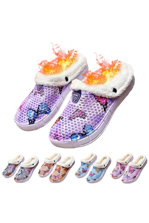 Clogs for Women Men Winter Fleece Lining Slip on Mules Sandals Outdoor Walking Garden Shoes