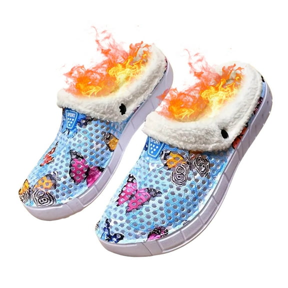 Dakaela Clogs for Women Men Winter Fleece Lining Slip on Mules Sandals Outdoor Walking Garden Shoes