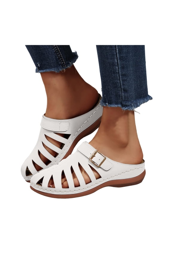 Clogs for Women Mules Shoes Slip on Closed Toe Orthopedic Wedge Sandals Comfortable Summer Casual Walking Platform Slides Size 6-10 White