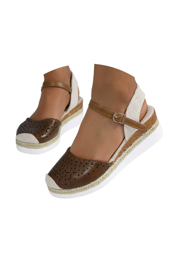 Closed Toe Platform Wedge Sandals 2025 Dressy Espadrilles Comfortable Anti Slip Summer Shoes