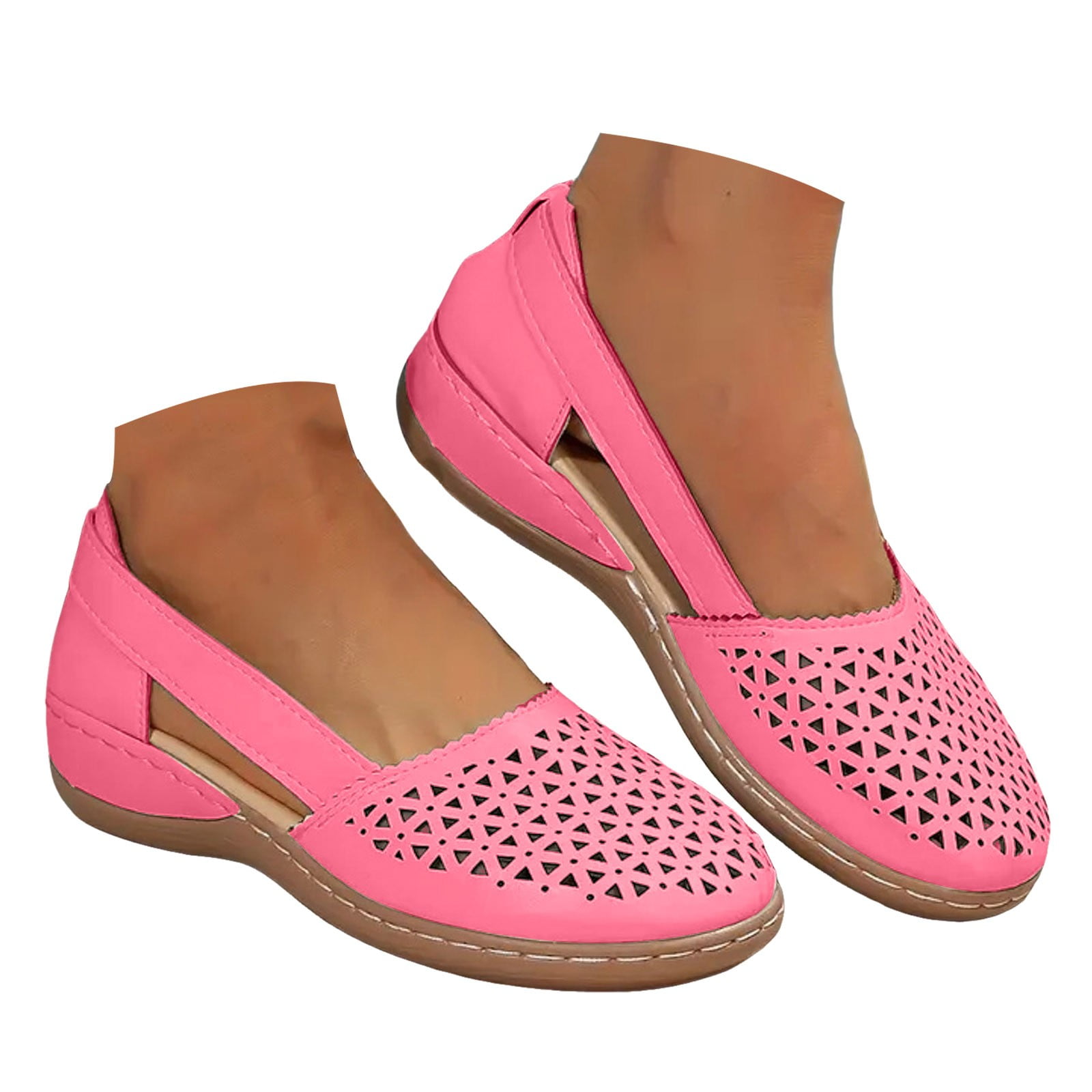 Dakaela Closed Toe Sandals for Women Hollow Casual Walking Flats
