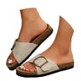 thumbnail image 1 of Dakaela Cork Footbed Sandals for Women Dressy Summer Beach Essentials Flip Flops Slides Footwear, 1 of 6