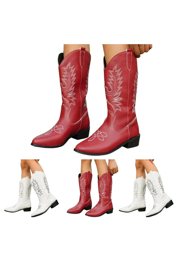Cowboy Knee High Boots Women Wide Calf Pull on Cowgirl Boot Western Country Party Riding Boots