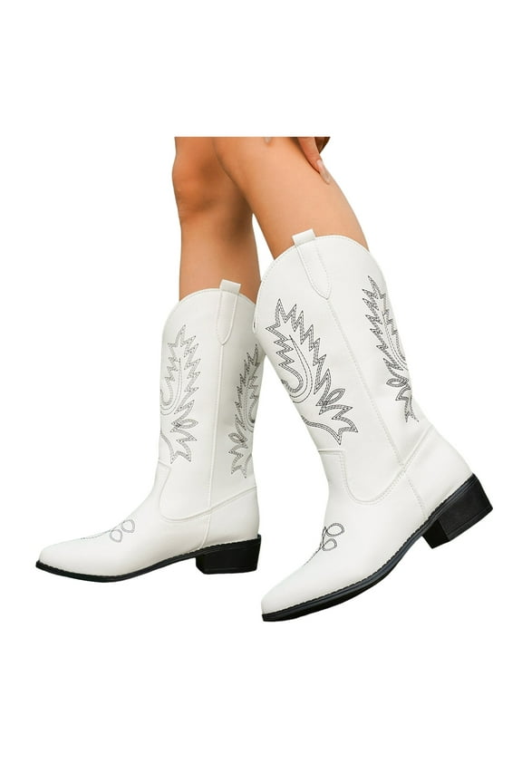 Cowboy Knee High Boots Women Wide Calf Pull on Cowgirl Boot Western Country Party Riding Boots