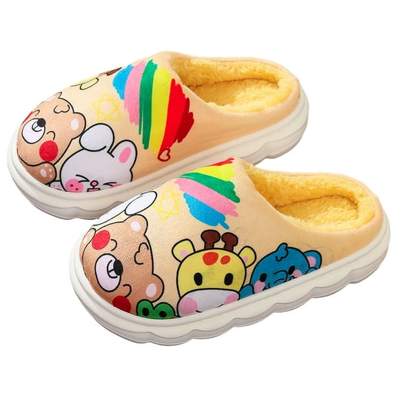 Dakaela Cute Animals Slippers for Kids Girl Boy Waterproof House Shoes Memory Foam Indoor Slipper Yellow