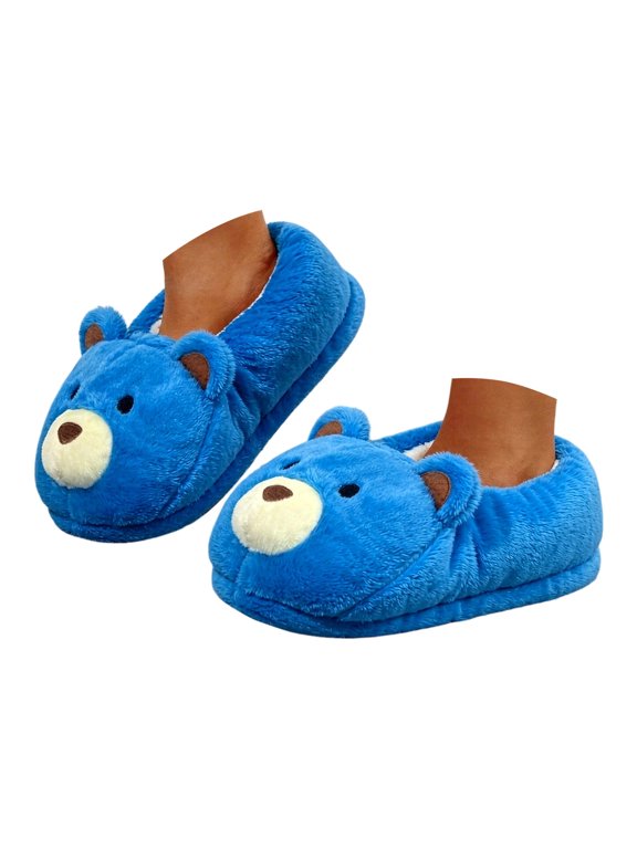 Cute Bear Slippers Men Women Winter Warm Cartoon Plush House Shoes Full Back Soft Couple Fuzzy Indoor Slippers