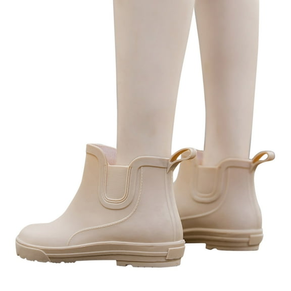 Dakaela Deck Rain Boots for Women Short Waterproof Slip on Water Garden Shoes Chelsea Fishing Booties