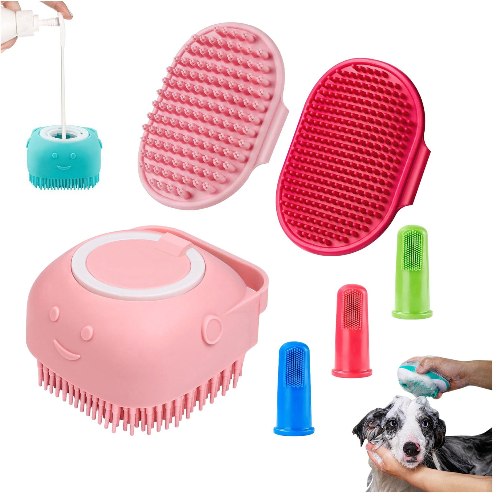 Li&Zhao 2-Pack Dog Bath Brush - Silicone Pet Grooming Scrubber & Massage Comb For Dogs & Cats During Shower - View #8
