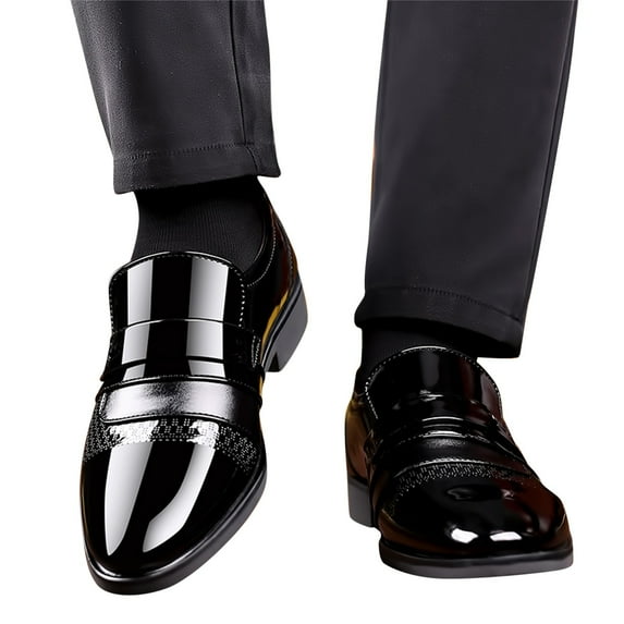 Dakaela Dress Shoes for Men Casual Leather Tuxedo Slip on Oxfords Business Formal Work Flats Black 8