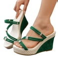 thumbnail image 1 of Dakaela Dressy Wedge Sandals for Women 3.54 Inch Casual Summer Platform Slides Open Toe Strappy Beach Vacation Walking Shoes (8,Green), 1 of 9