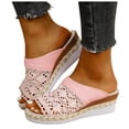 thumbnail image 1 of Dakaela Espadrille Wedge Platform Sandals for Women Flower Hollow out Slip on Slides with Arch Support Bohemian Summer Beach Slippers Shoes Size 6-10, 1 of 7