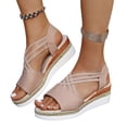 thumbnail image 1 of Dakaela Espadrille Wedge Sandals for Women Strappy Slingback Platform Slip on Shoes Comfortable Open Toe Summer Beach Walking Sandal Light Pink Size 9, 1 of 6