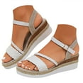 thumbnail image 1 of Dakaela Espadrille Wedge Sandals for Women 2025 Braided Ankle Strap Open Toe Platform Shoes White 9, 1 of 3