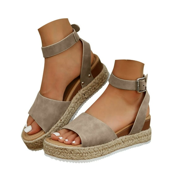 Dakaela Women's Platform Espadrilles Casual Ankle Strap Wedge Sandals Comfortable Dressy Summer Shoes