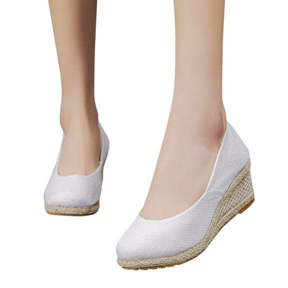 Dakaela Espadrilles Wedge Slip on Shoes for Women Canvas Platform Dress Shoes Business Casual Loafers