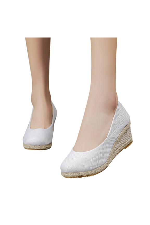 Espadrilles Wedge Slip on Shoes for Women Canvas Platform Dress Shoes Business Casual Loafers