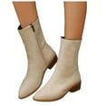 thumbnail image 1 of Dakaela Fall Suede Ankle Boots for Women Slip on Winter Short Booties Chunky Low Heel Dress Riding Work Shoes with Side Zipper, 1 of 8