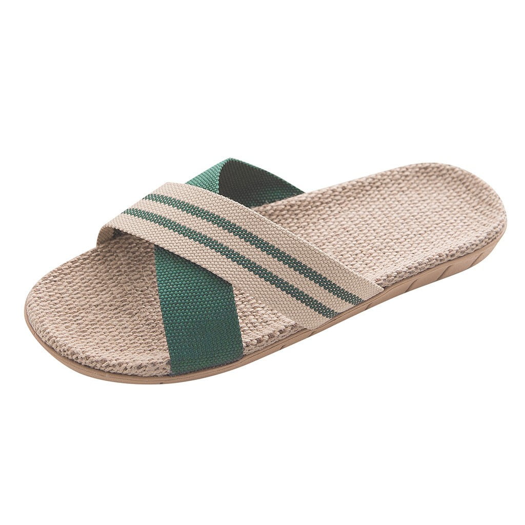 Hwayslon Flax Linen Slippers For Men & Women - Breathable Summer Beach Shoes For Indoor & Outdoor Wear