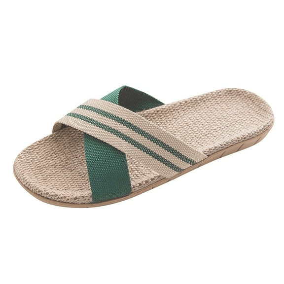 Dakaela Fashion Linen Summer Beach Shoes for Women Skidproof Walking Slide Sandals Indoor Slippers