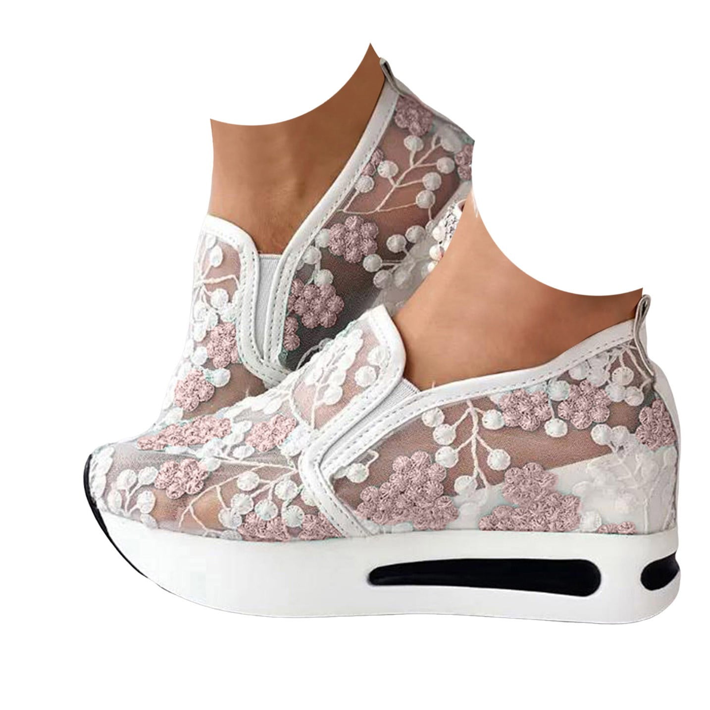 Dakaela Fashion Sneakers for Women 2025 Platform Slip on Walking Shoes Mesh Wedge Dressy Casual Loafers