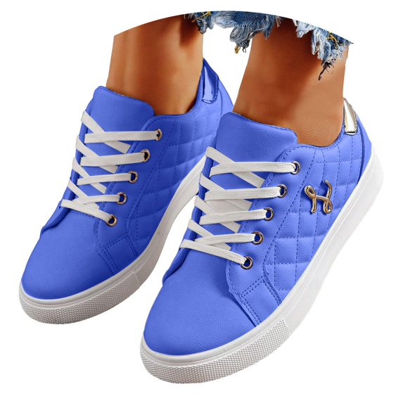 Dakaela Fashion Sneakers for Women Low Top Comfortable Cushioned Running Walking Tennis Shoes Blue 6.5