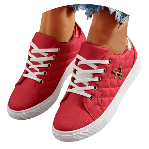 Dakaela Fashion Sneakers for Women Low Top Comfortable Cushioned Running Walking Tennis Shoes Red 9