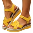 thumbnail image 1 of Dakaela Fashion Summer Sandals for Women Orthopedic Wedge Platform Walking Shoes Arch Support Beach Dressy Slip on Espadrille Yellow 6.5, 1 of 8