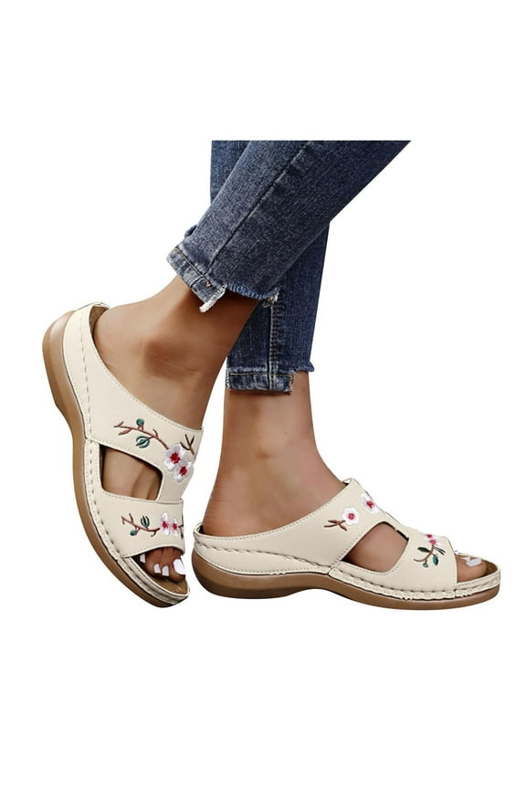 Flat Sandals for Women Non Slip Arch Support Orthopedic Shoes Comfortable Walking Sandal