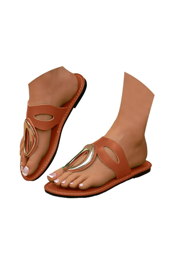 Flip Flops for Women Comfortable Thong Flat Sandals Summer Dress Beach Walking Shoes Brown 6.5