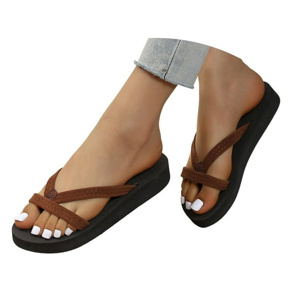 Dakaela Flip Flops for Women Yoga Mat Platform Slide Sandals Arch Support Summer Beach Walking Slippers
