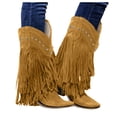 thumbnail image 1 of Dakaela Fringe Cowboy Boots for Women Embroidered Tassal Western Cowgirl Boot Knee High Pull on Boots, 1 of 8