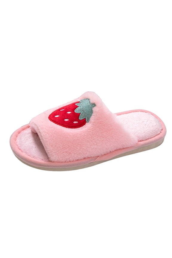 Fuzzy Open Toe Slippers for Women Memory Foam Slip on House Slides Shoes Cute Flat Sandals