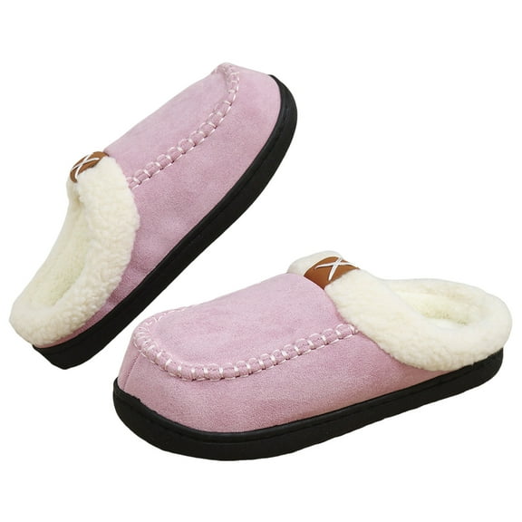 Dakaela Fuzzy Slippers for Women Memory Foam Suede House Shoes Indoor Outdoor Bedroom Garden Winter Sldies