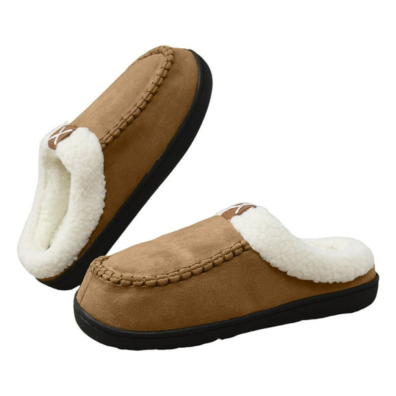 Dakaela Fuzzy Slippers for Women Memory Foam Suede House Shoes Indoor Outdoor Bedroom Garden Winter Sldies